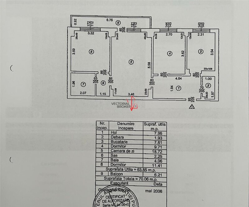 Titan, Piata Minis apartament 3 camere bloc 1984, 2 bai